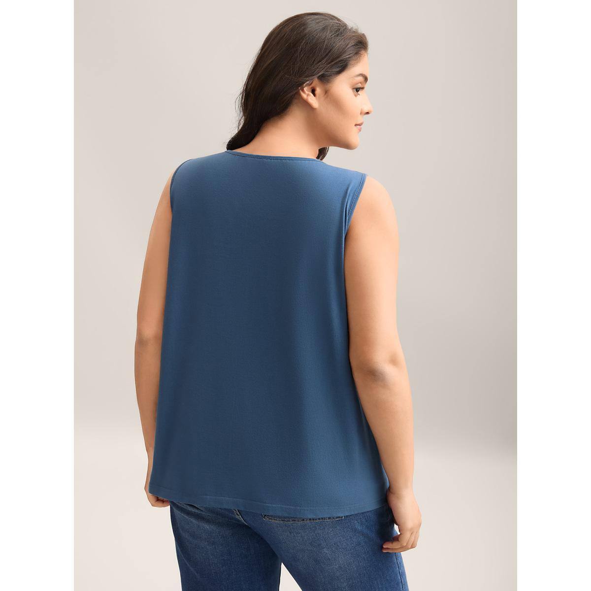 Plus Size Turtle Print V-Neck Tank Top Women Aegean Non V-neck Everyday-Casual Tank Tops Camis BloomChic 22-24/3X Product Image