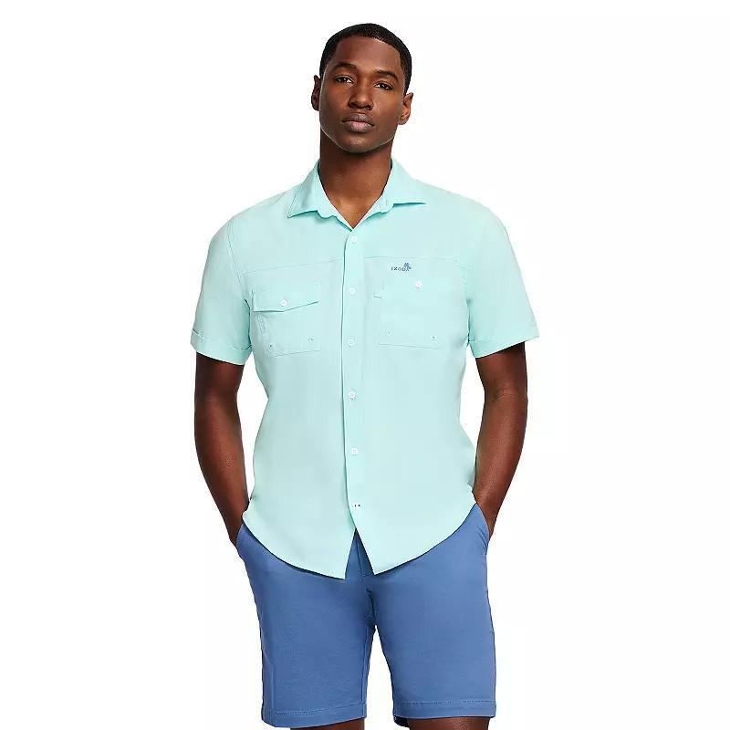 Men's IZOD Sunshield Performance Short Sleeve Button Down Shirt, Size: Medium, Twilight Blue Product Image