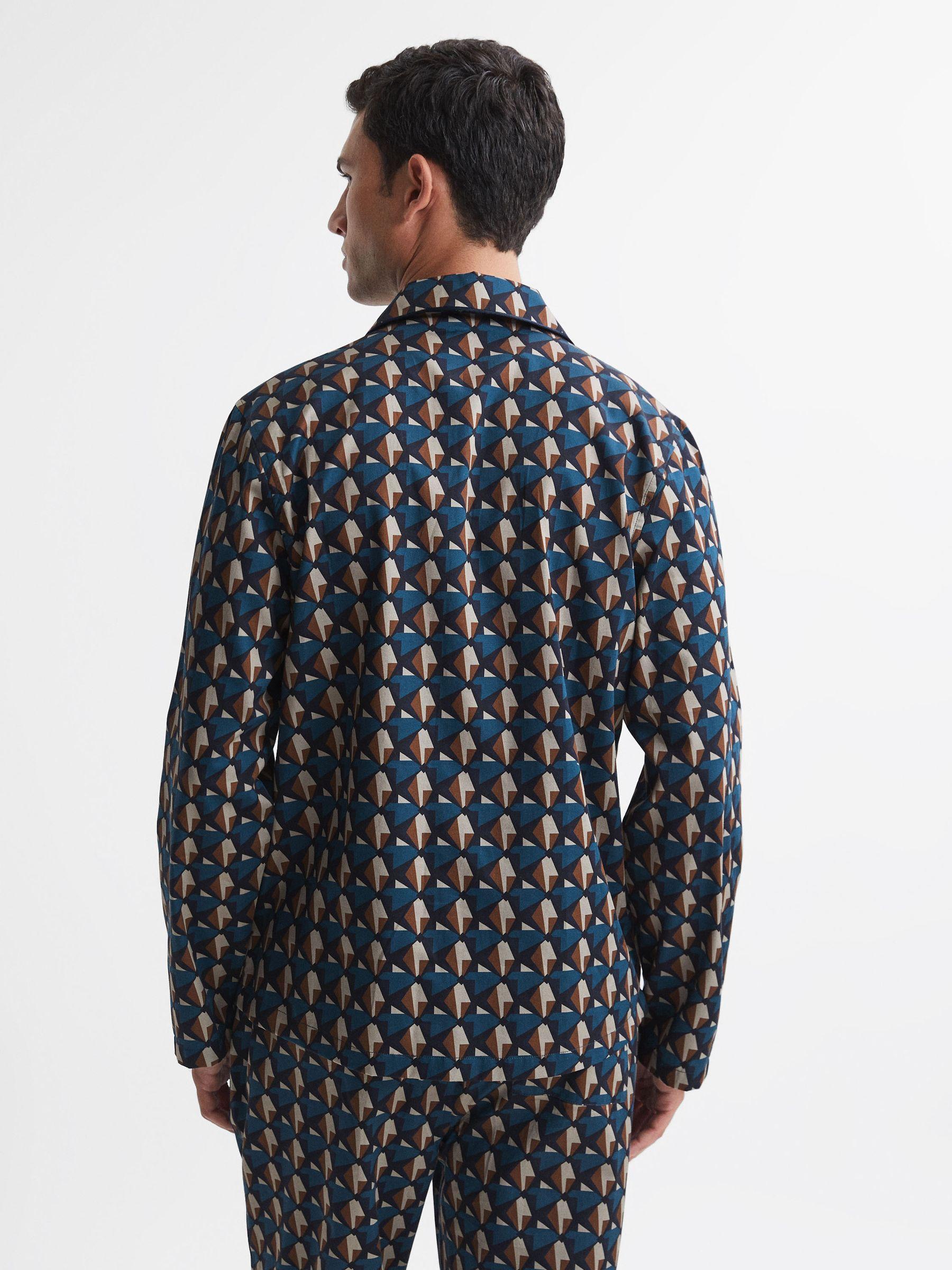 Cotton Printed Cuban Collar Pyjama Top in Multi Product Image