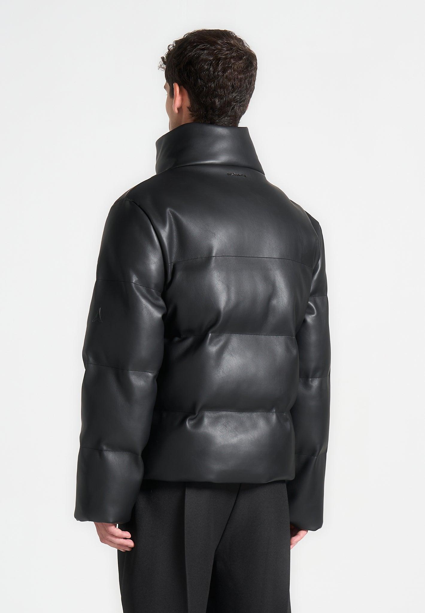 Leather Puffer Jacket - Black Male Product Image