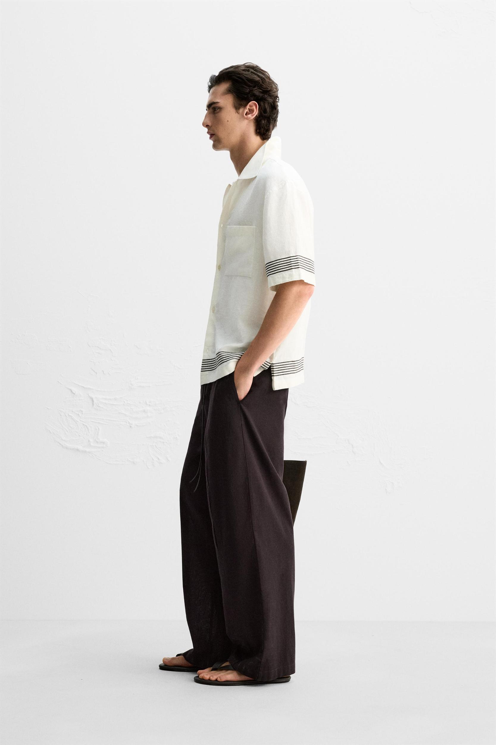 PLEATED COTTON - LINEN PANTS Product Image