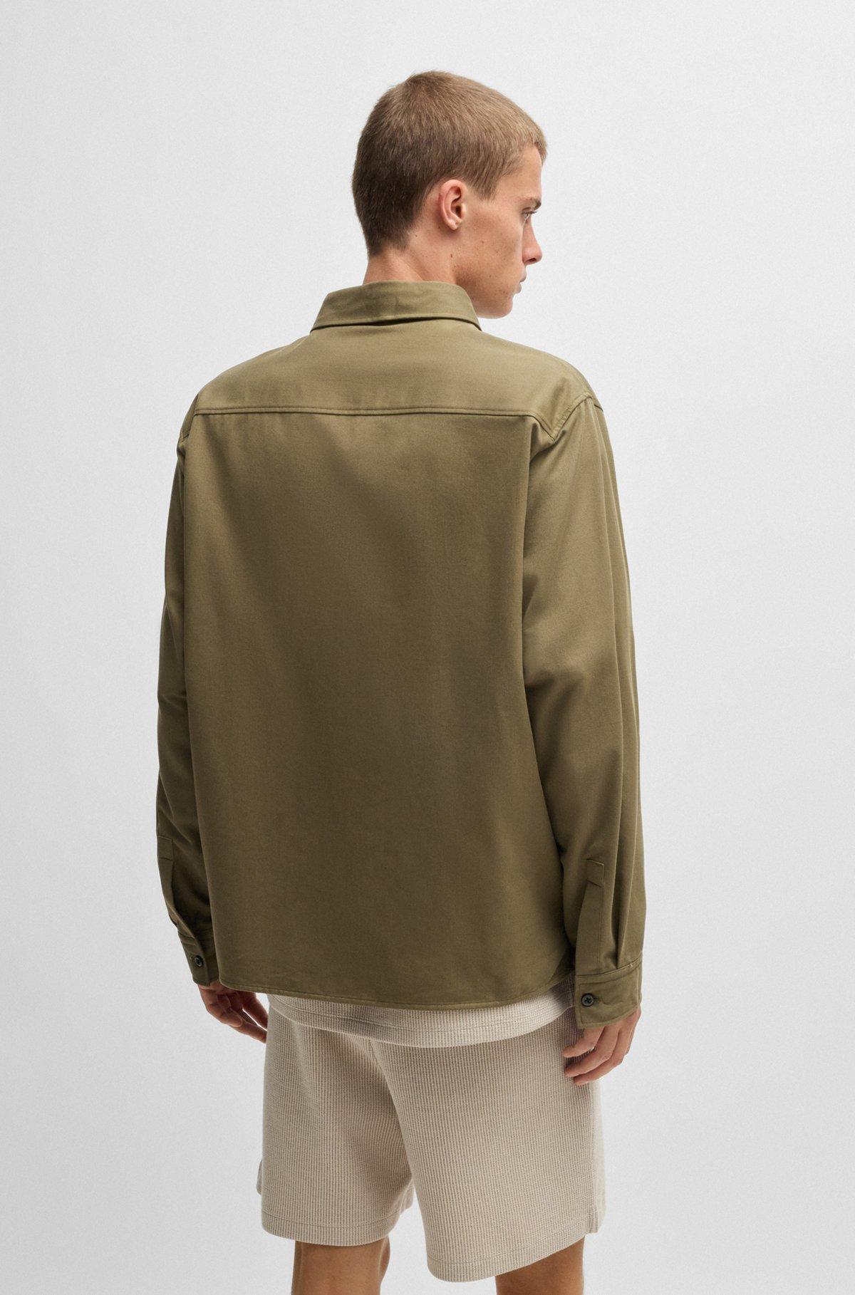 HUGO - Cotton-twill shirt with logo label - Light Green Product Image