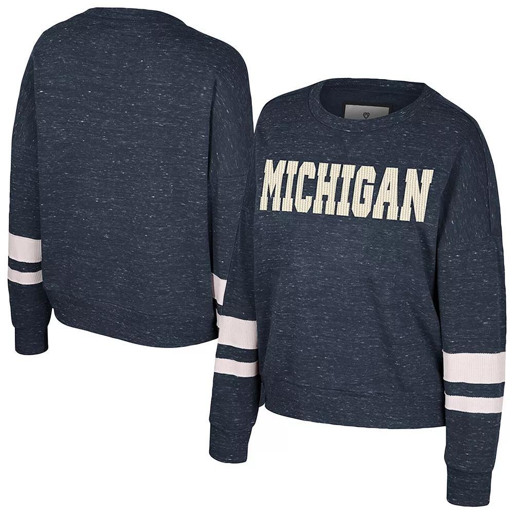Women's Colosseum Navy Michigan Wolverines Lost City Speckle Pullover Sweatshirt, Size: XXL, Blue Product Image