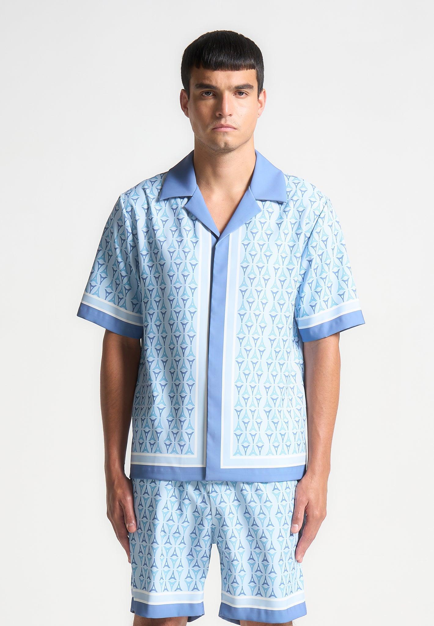 Eiffel Monogram Resort Shirt - Blue Male Product Image