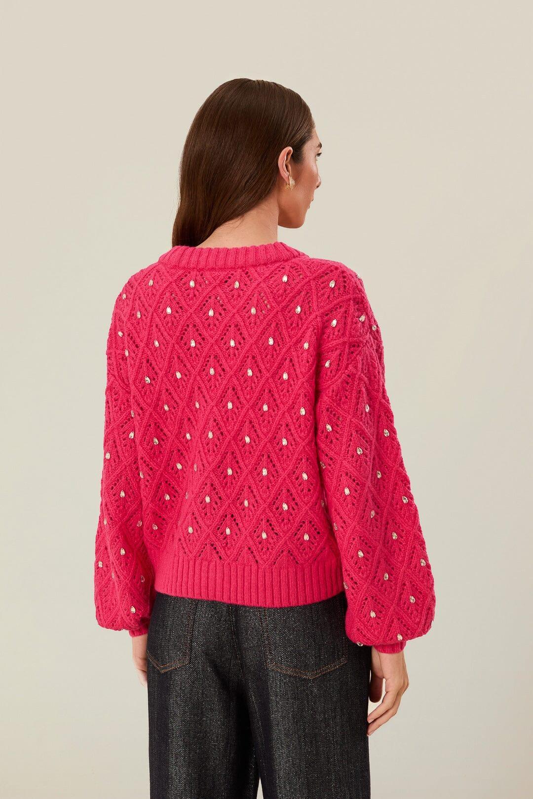 Pink Lace Knit Sweater, PINK / L Product Image