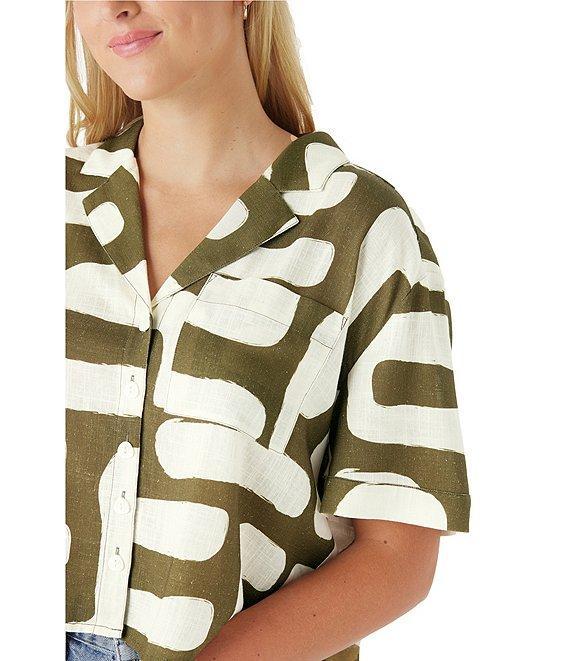 CROSBY by Mollie Burch Ida Linen Blend Abstract Print Oversized Button Front Linen Blend Coordinating Top Product Image