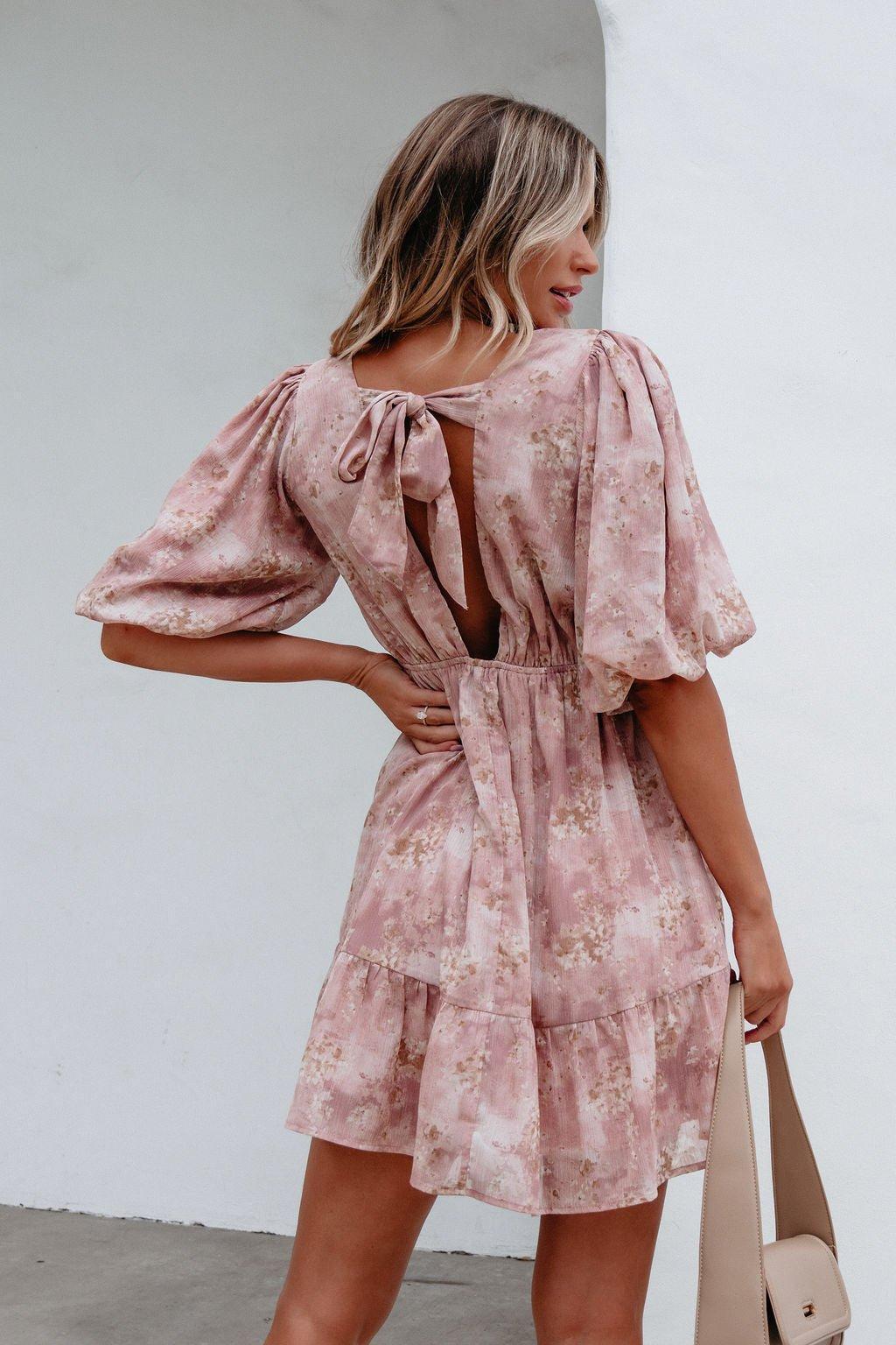 Blush Floral Print Mini Dress - FINAL SALE Product Image