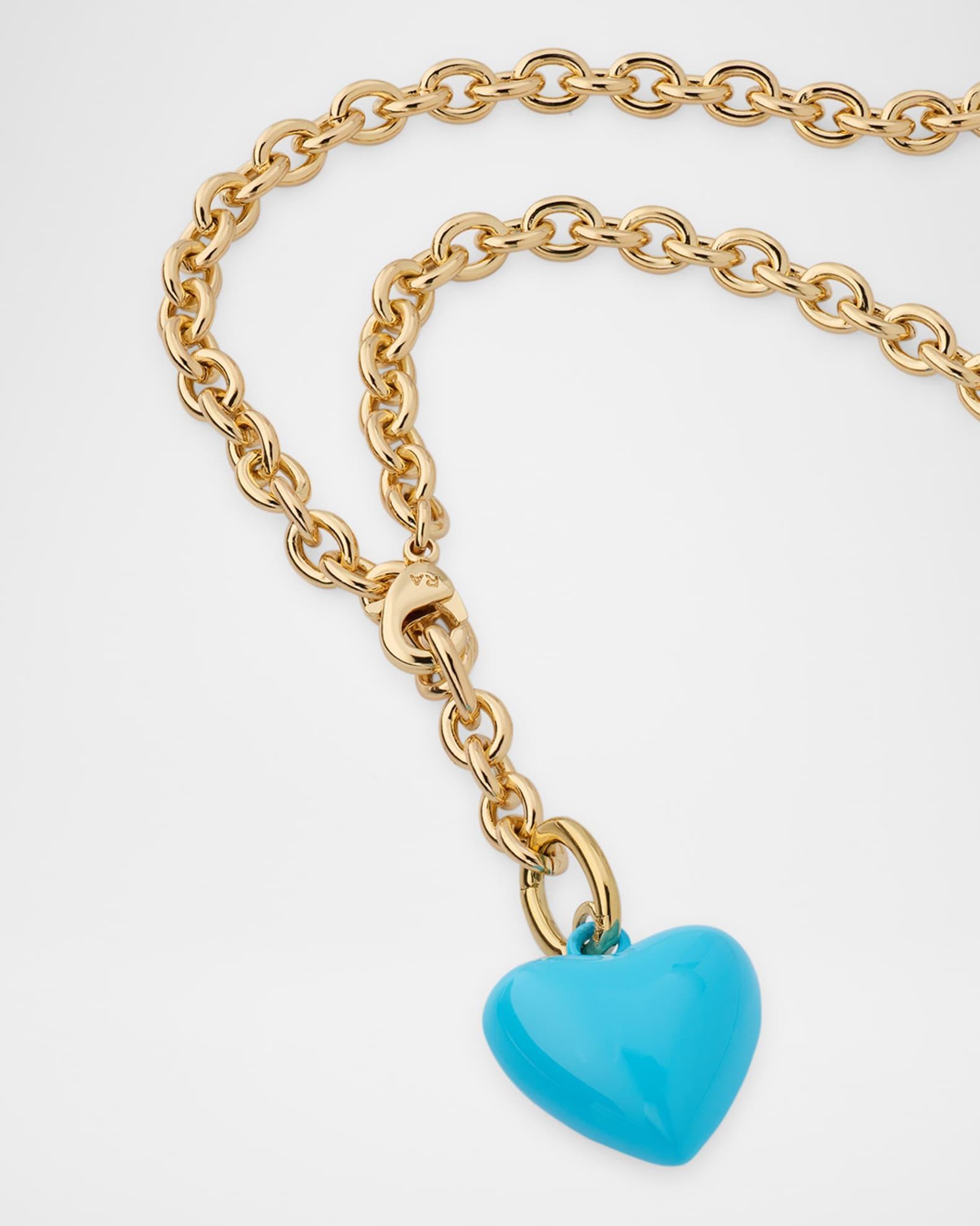 The Mini Puffy Heart Necklace, Turquoise Product Image