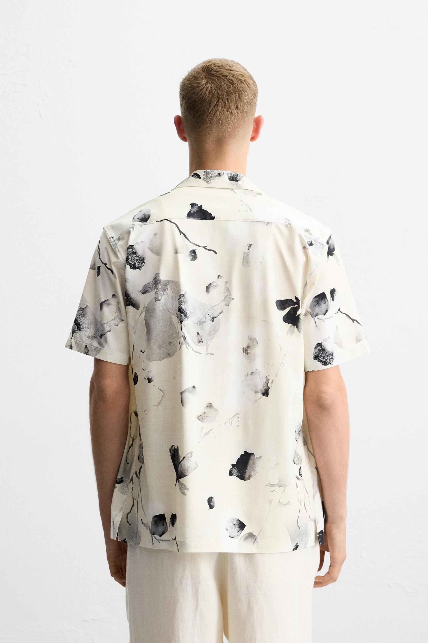 FLORAL PRINT STRETCH SHIRT Product Image