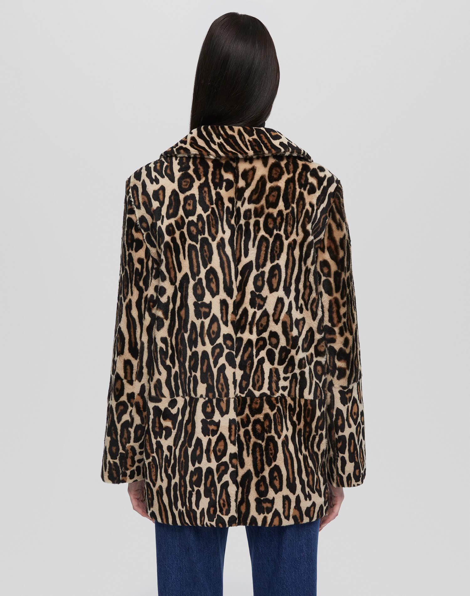 Leopard Shearling Peacoat - Leopard Print Female Product Image