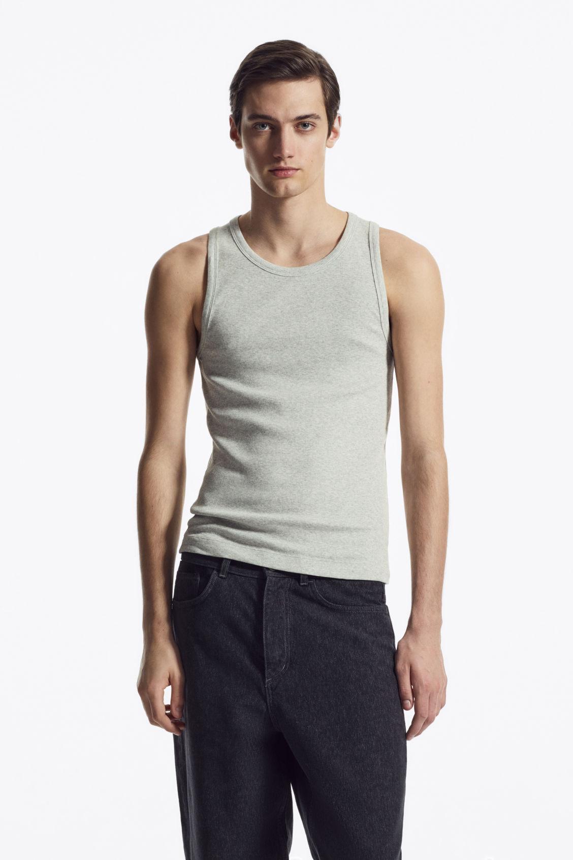 SLIM RIBBED COTTON TANK TOP Product Image