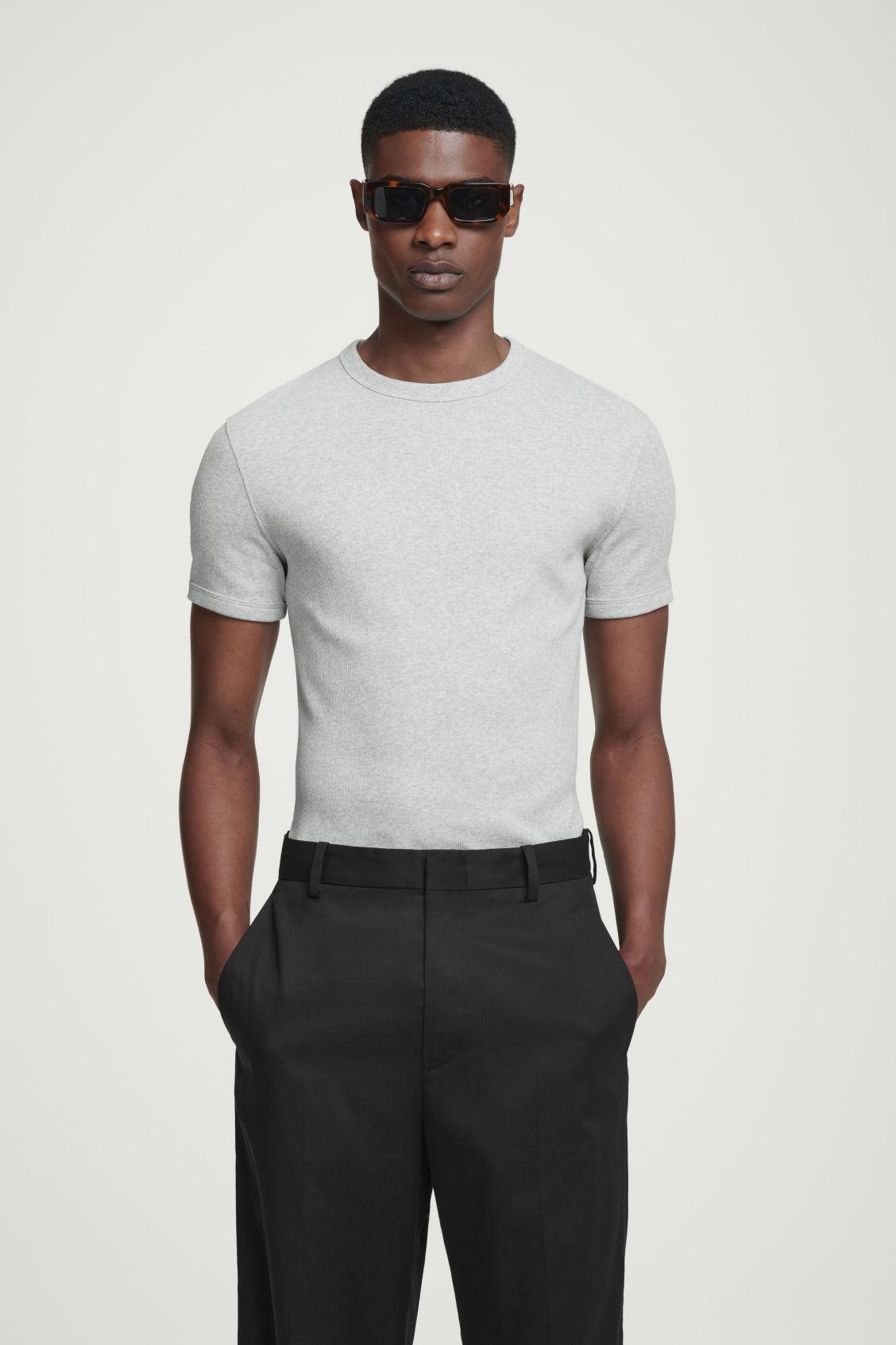 SLIM RIBBED COTTON T-SHIRT Product Image