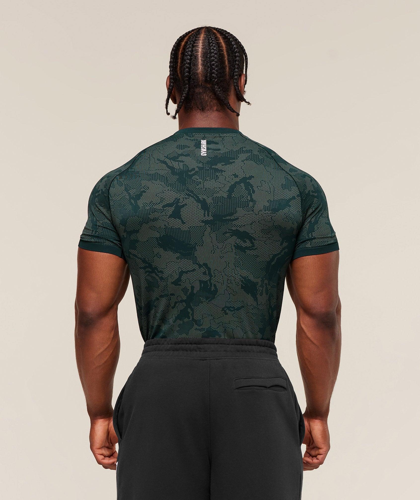 Gymshark Geo Seamless T-Shirt - Deep Petrol Blue/Unit Green Male Product Image