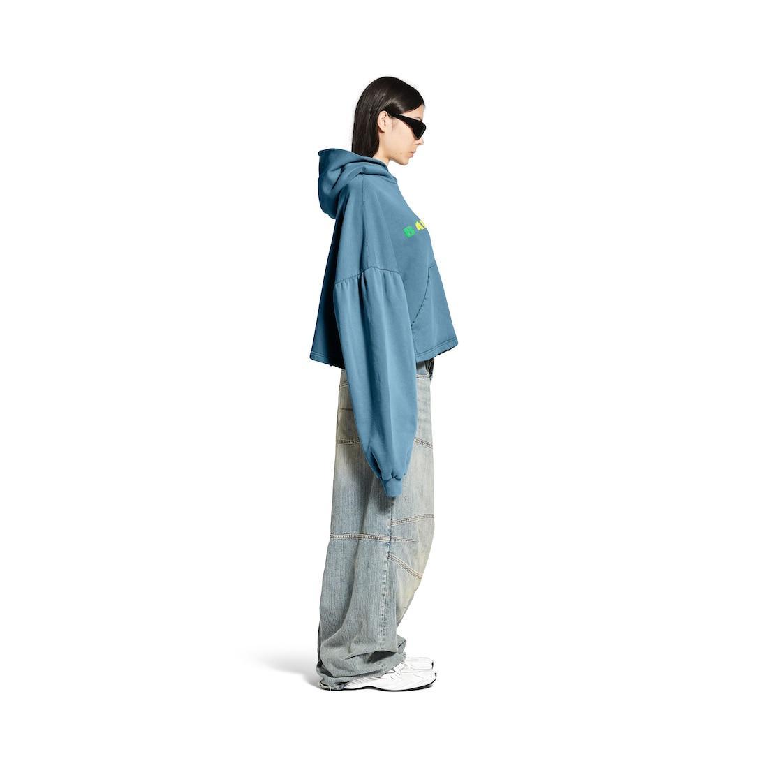 International Cropped Hoodie in Grey Blue Product Image