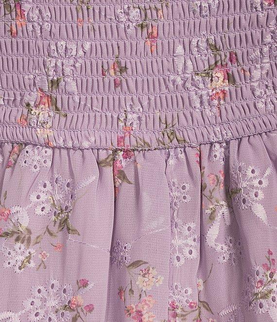 Allison & Kelly Floral Print V-Neck Long Sleeve Smocked Dress Product Image