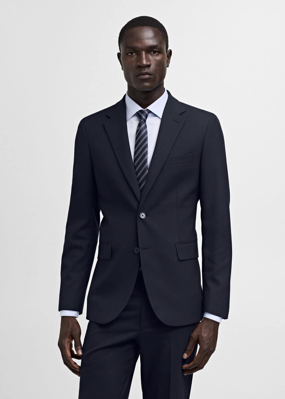Stretch-fabric slim-fit suit blazer - Men | MANGO USA Product Image