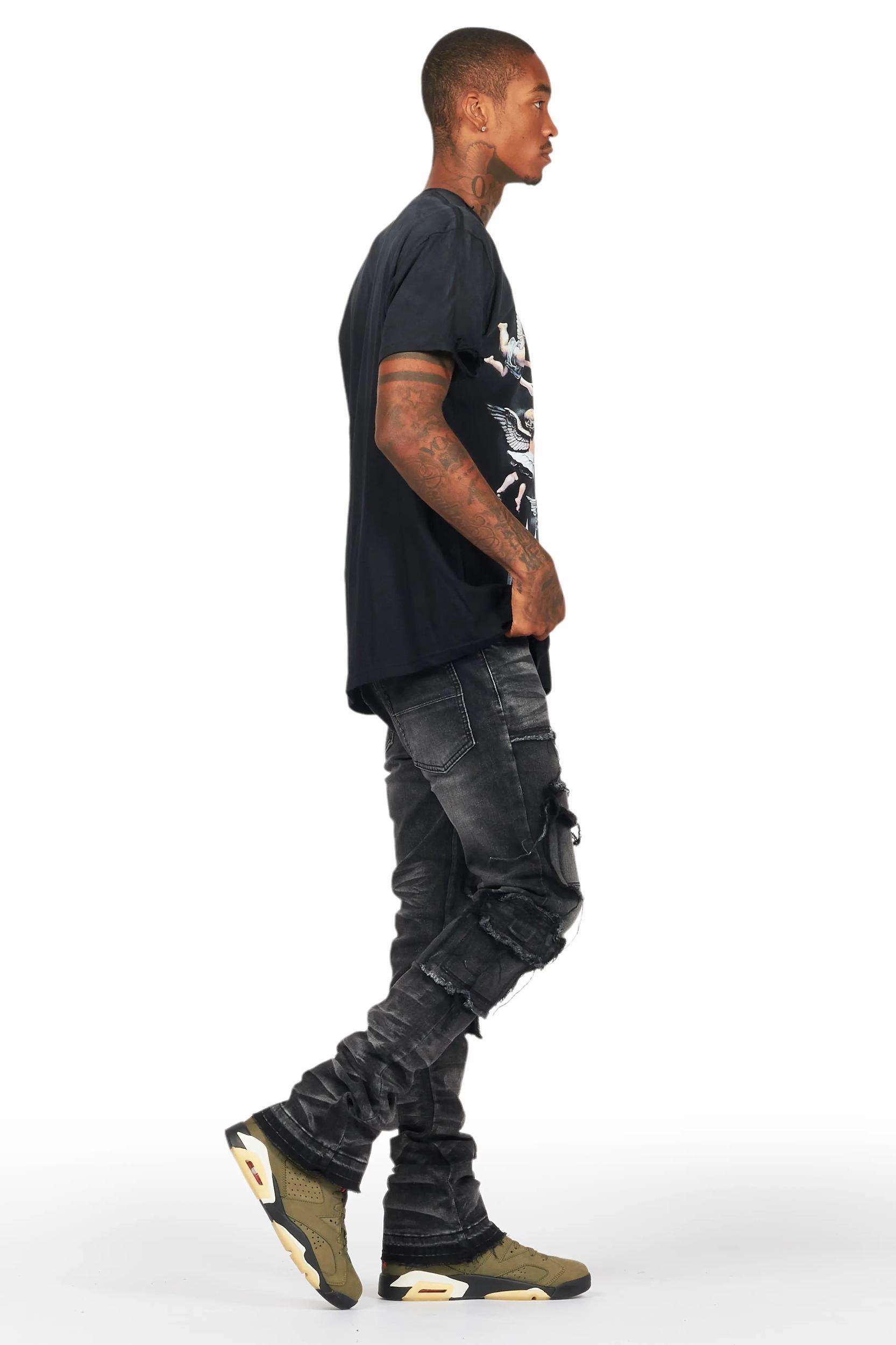 Adem Black Oversized Graphic T-Shirt Male Product Image