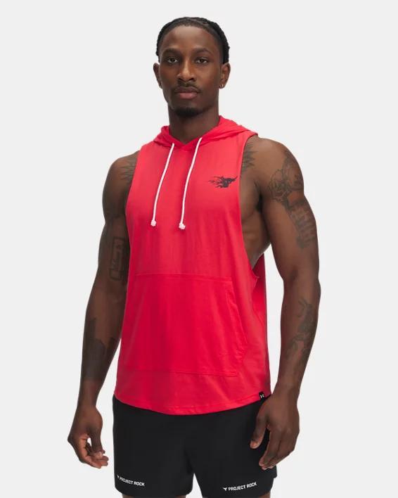 Men's Under Armour Project Rock Sleeveless Hoodie, Size: Large, Lava Red Product Image