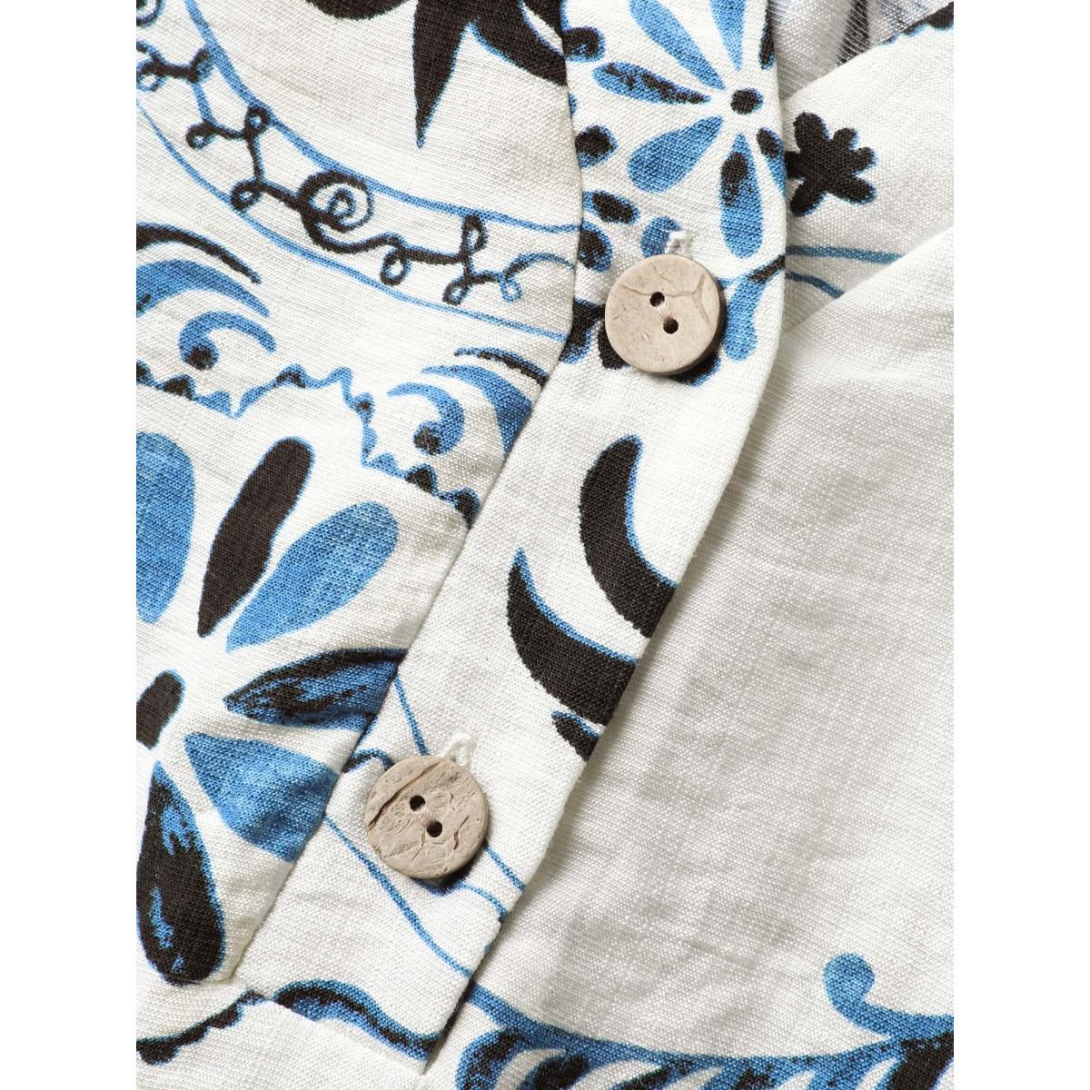Plus Size Silhouette Floral Print Tank Top Women Mediumblue Contrast Flat collar with V-notch Everyday-Elegant Tank Tops Camis BloomChic 14-16/1X Product Image