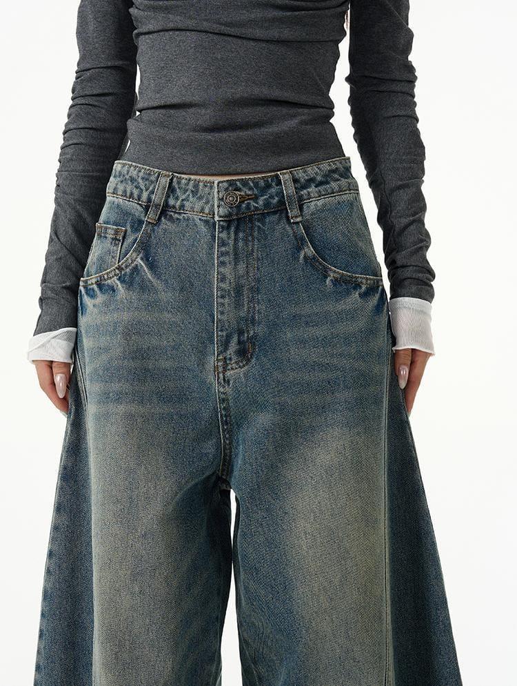 RT No. 11328 BLUE SCIMITAR WIDE DENIM JEANS Product Image