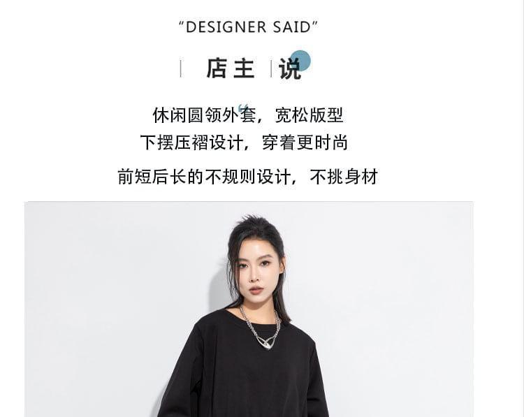 Crew Neck Plain Pintuck Pullover Product Image