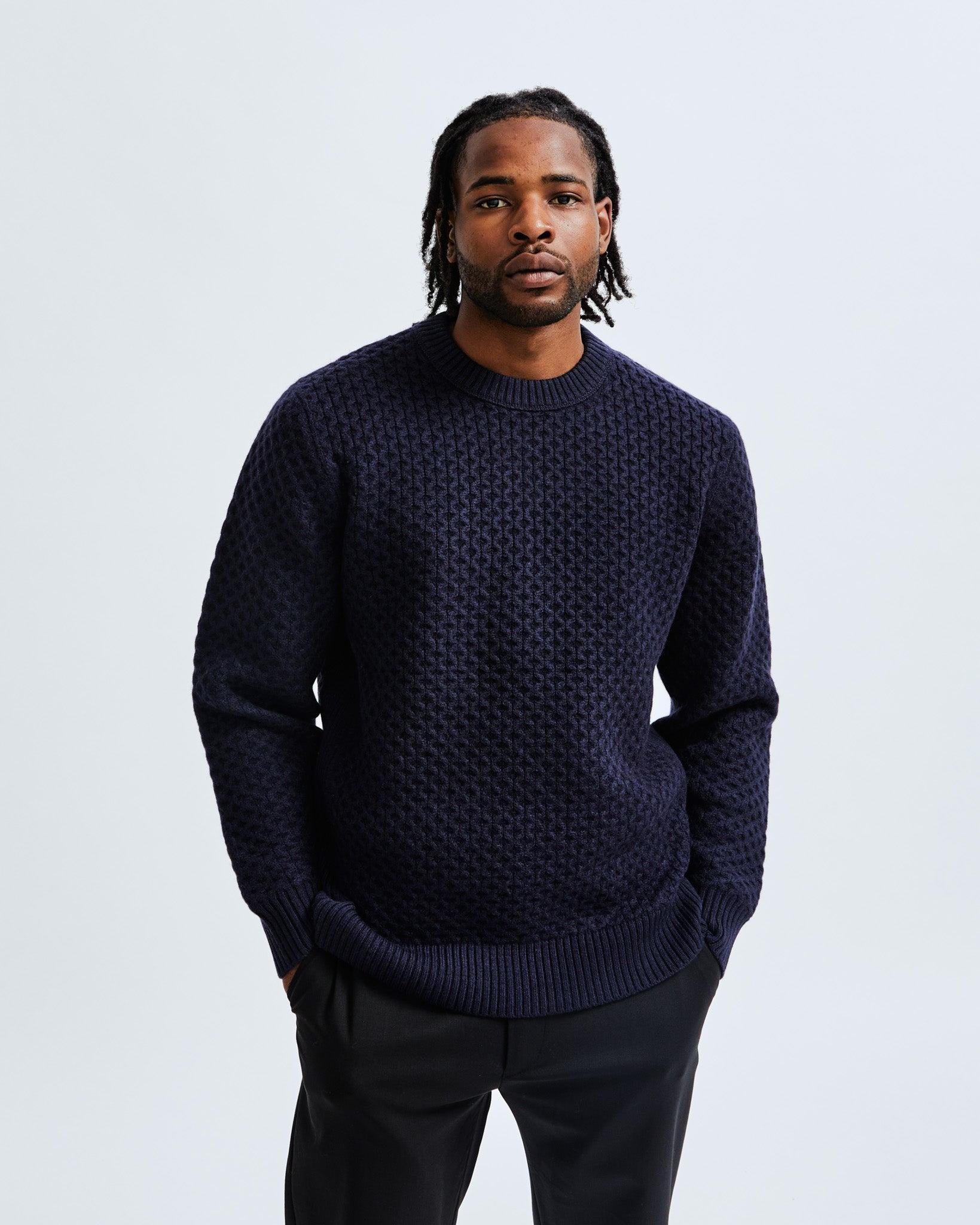 Merino Honeycomb Crewneck Male Product Image