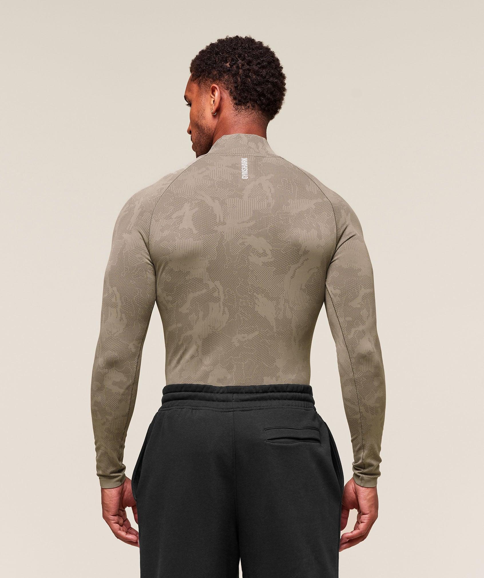 Gymshark Geo Seamless 1/4 Zip - Linen Brown/Camo Brown Male Product Image