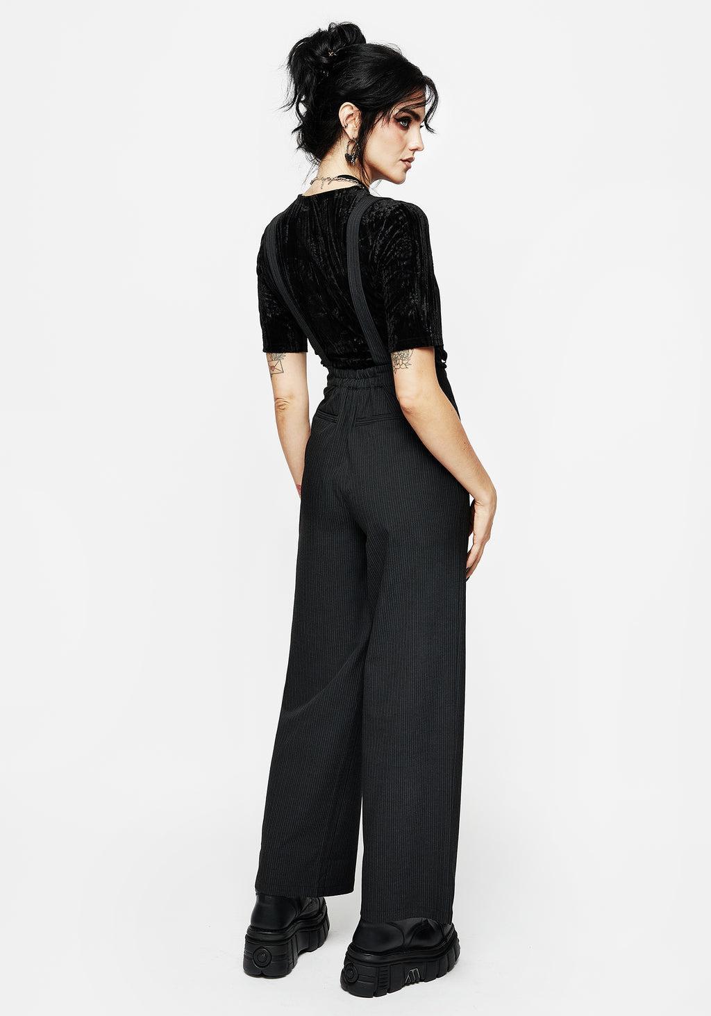 Tilda High Waist Wide Leg Pinstripe Suspender Trousers Product Image