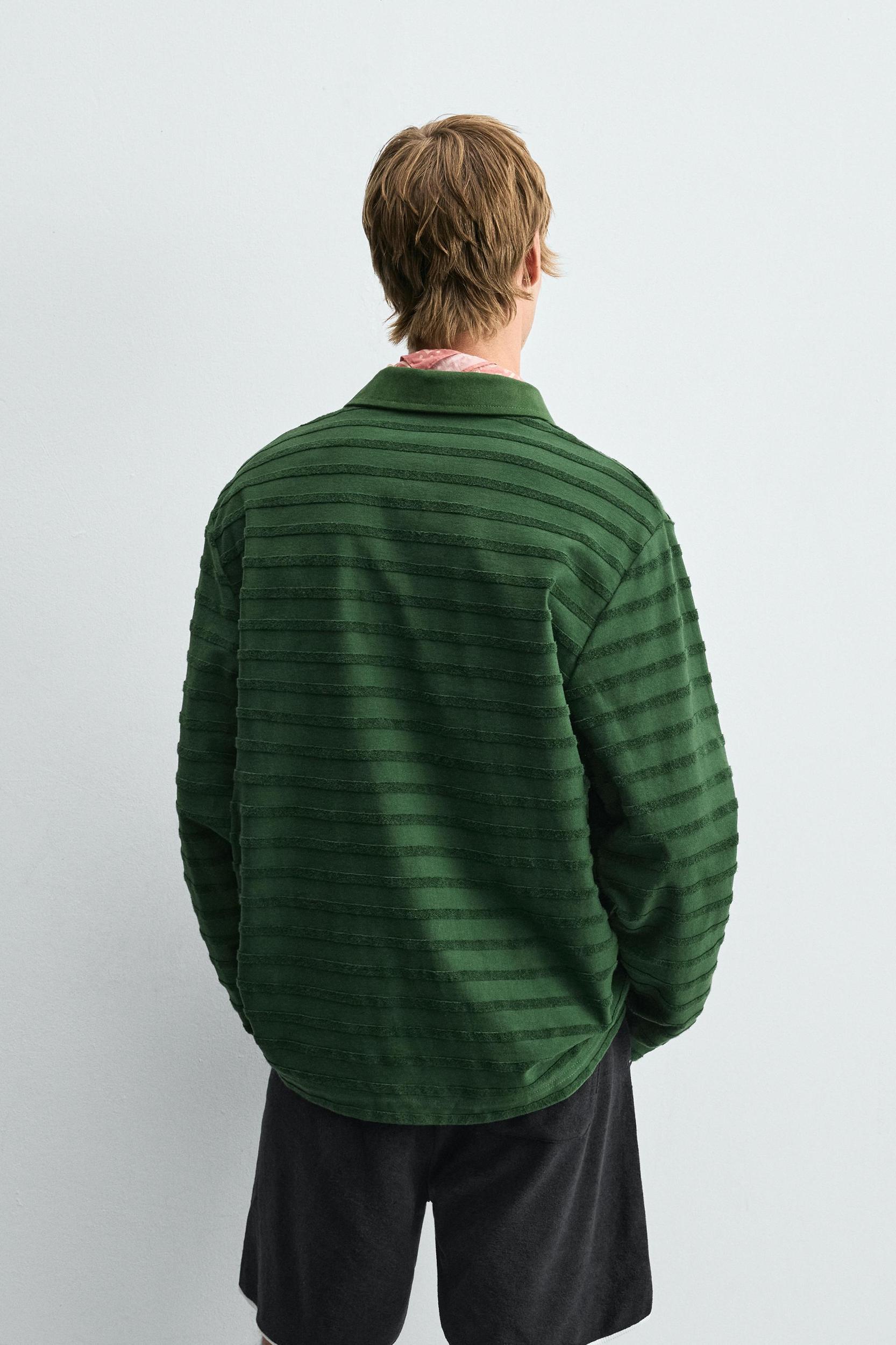 JACQUARD STRIPED TERRY POLO SHIRT Product Image