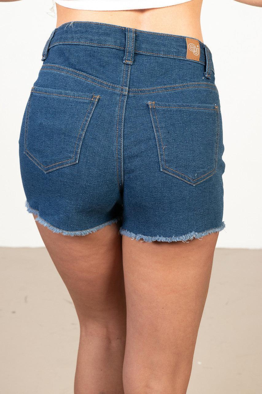 Denim Patchwork Shorts Product Image