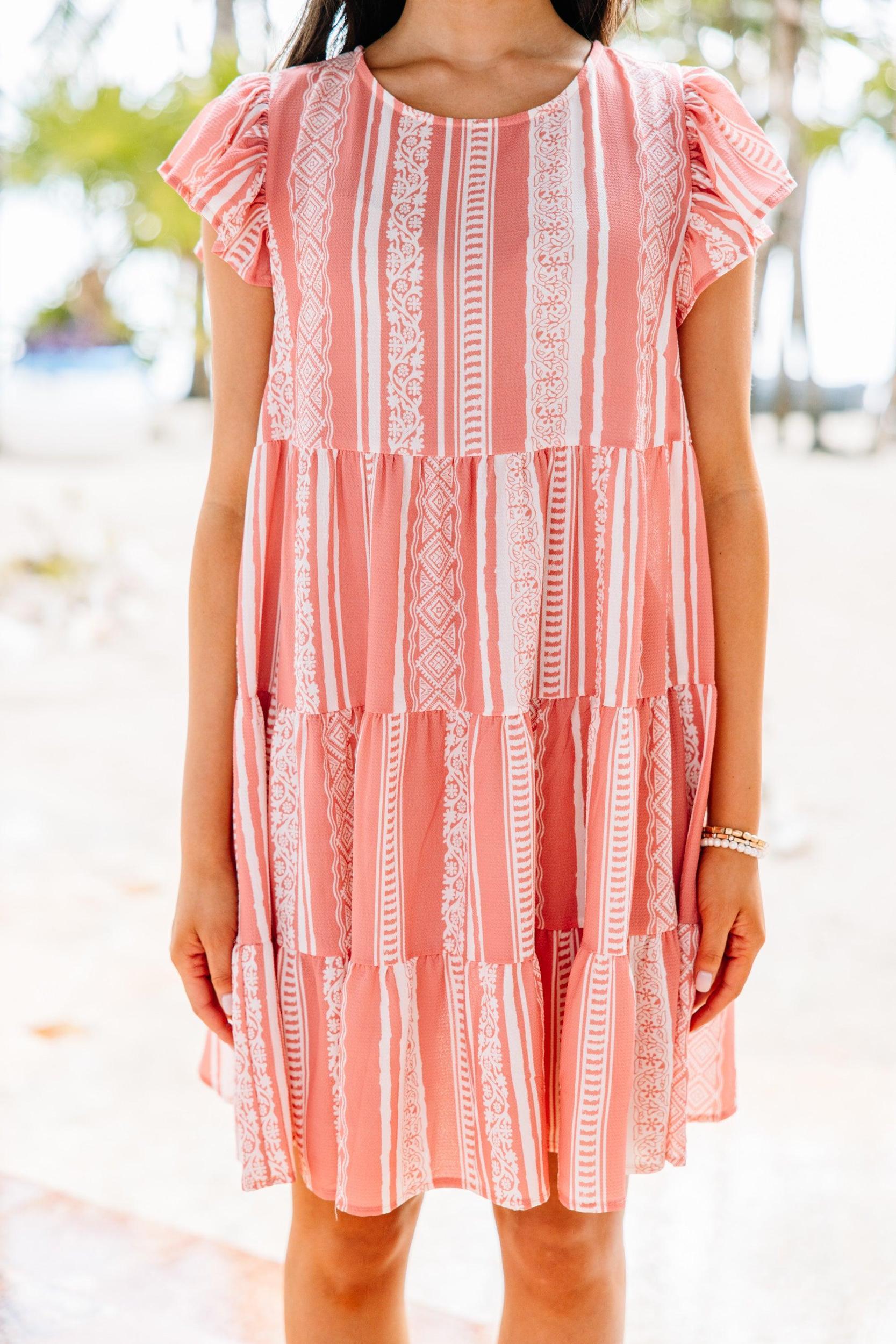 Just A Feeling Rose Pink Aztec Striped Dress Female Product Image