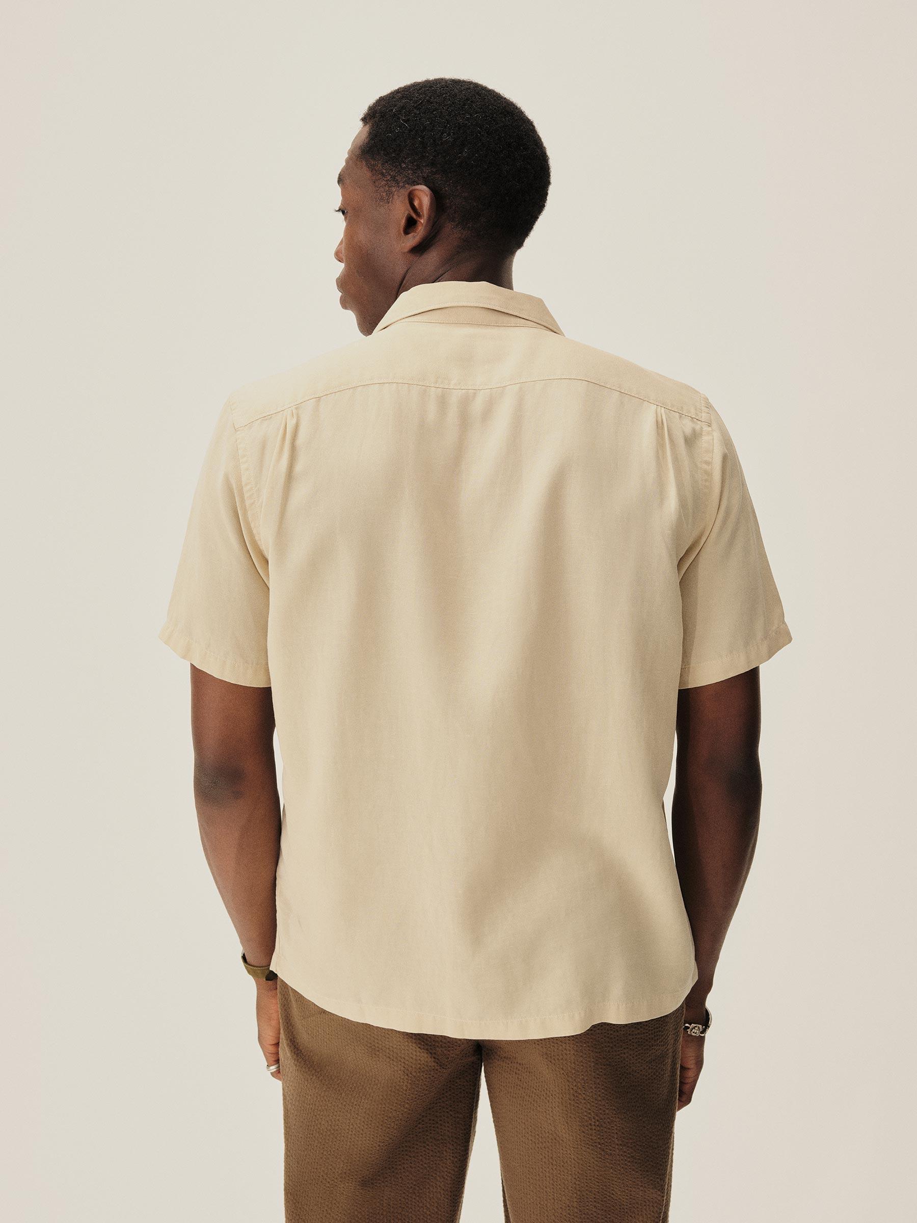Pale Mojave Draped Linen Deuce Coupe Camp Shirt Product Image