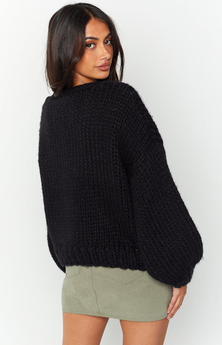 Bad Habits Black Knit Cardigan Product Image