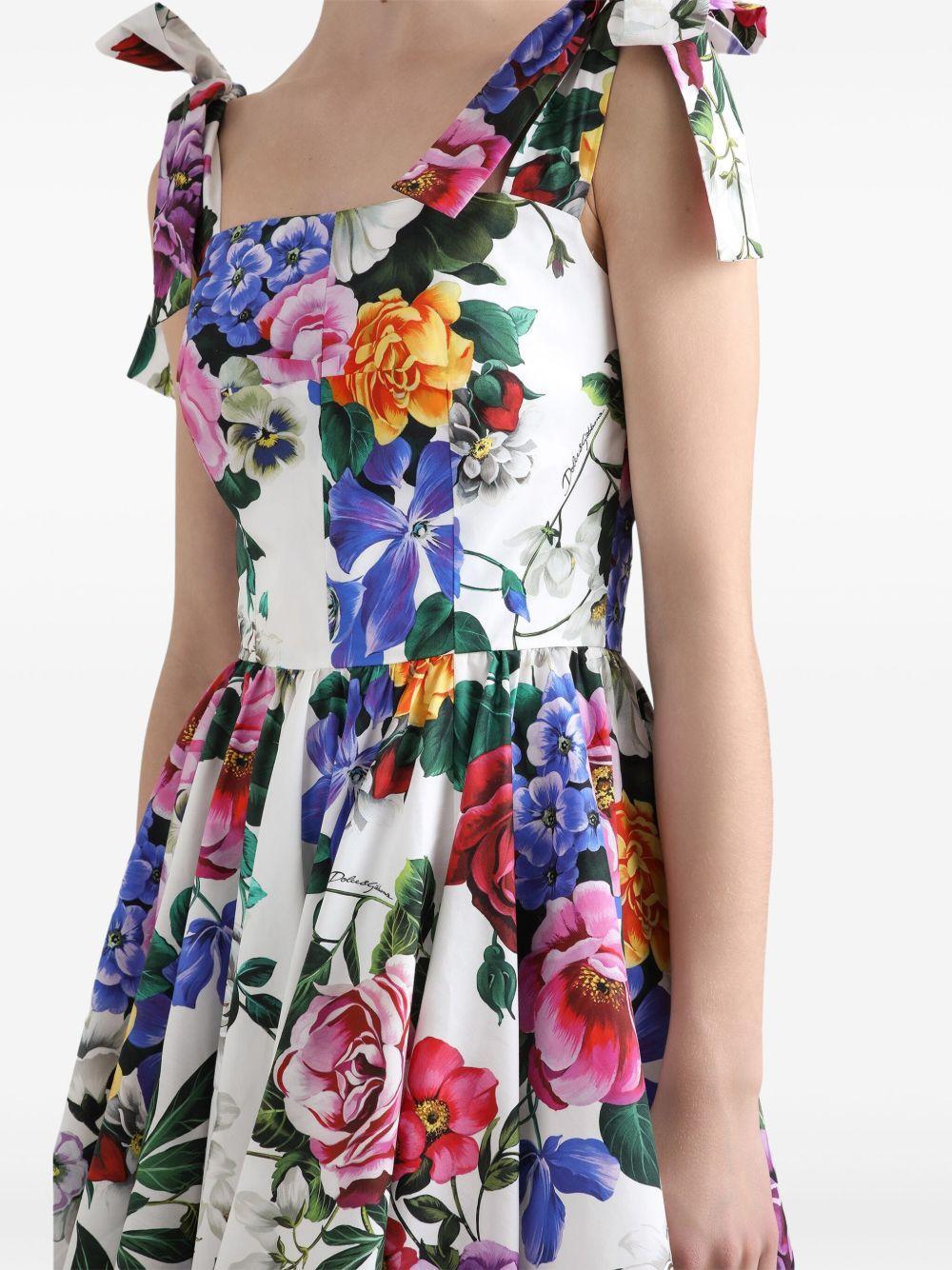 DOLCE & GABBANA Multicolor Sleelevelss Mini Dress With Square Neckline And All-over Floral Motif Product Image