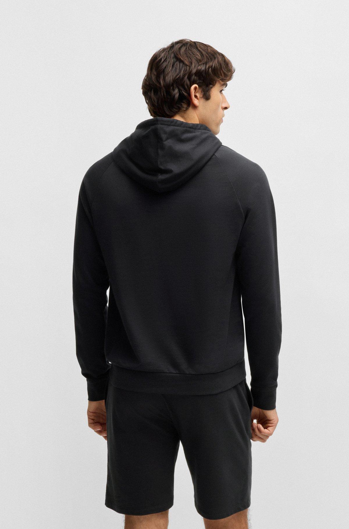 Cotton-terry hoodie with stripe print Product Image