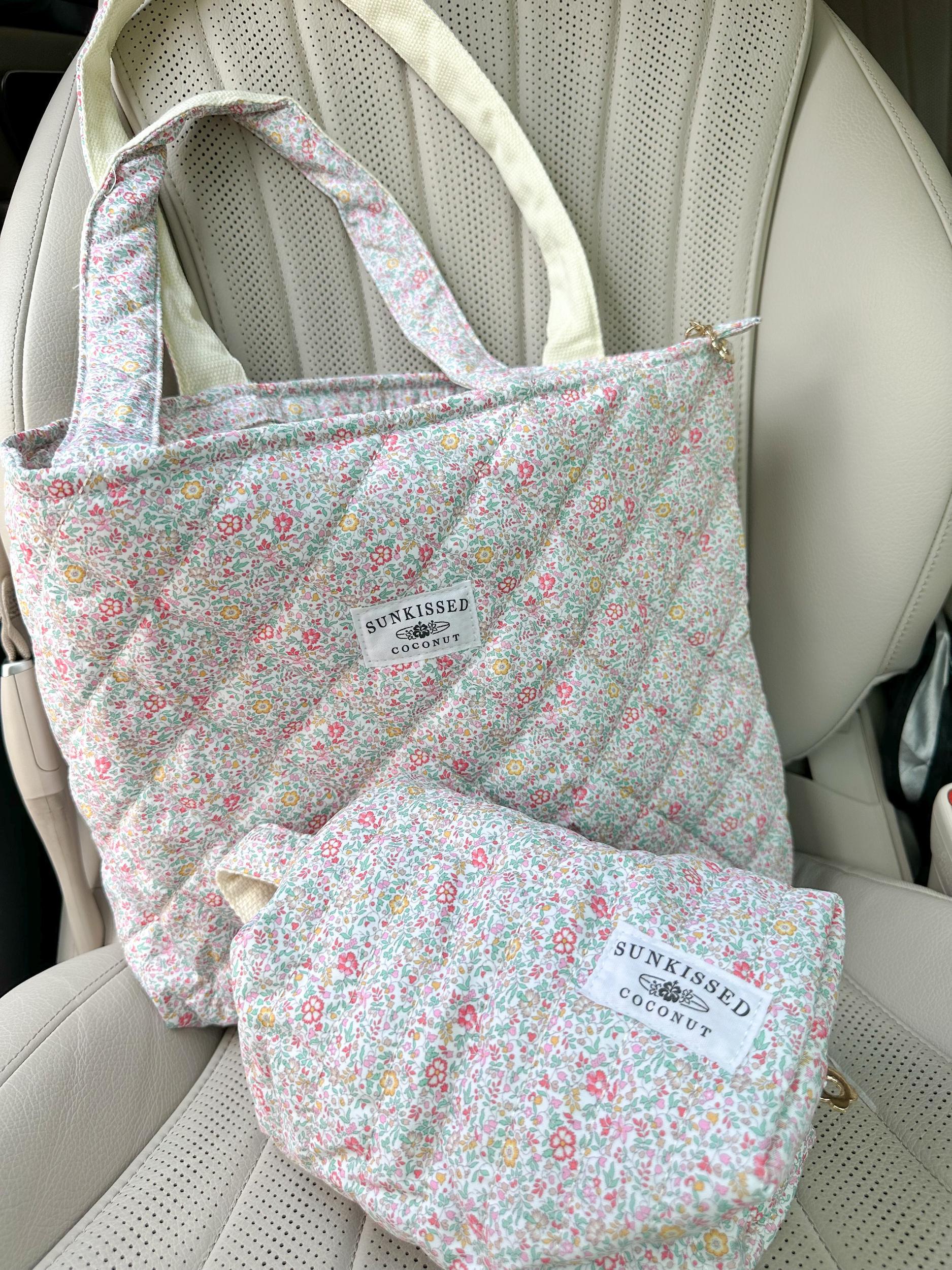 Floral Day In The Park Handmade Tote Zipper Bag Girls Product Image