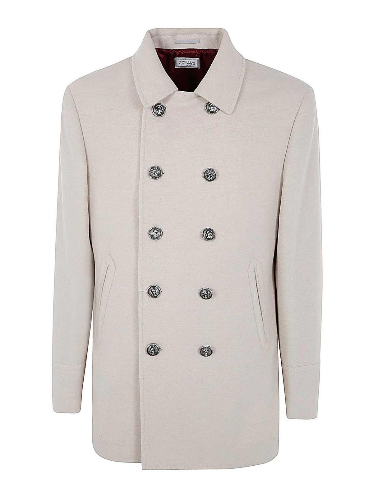 BRUNELLO CUCINELLI Double Brasted Coat In Brown Product Image