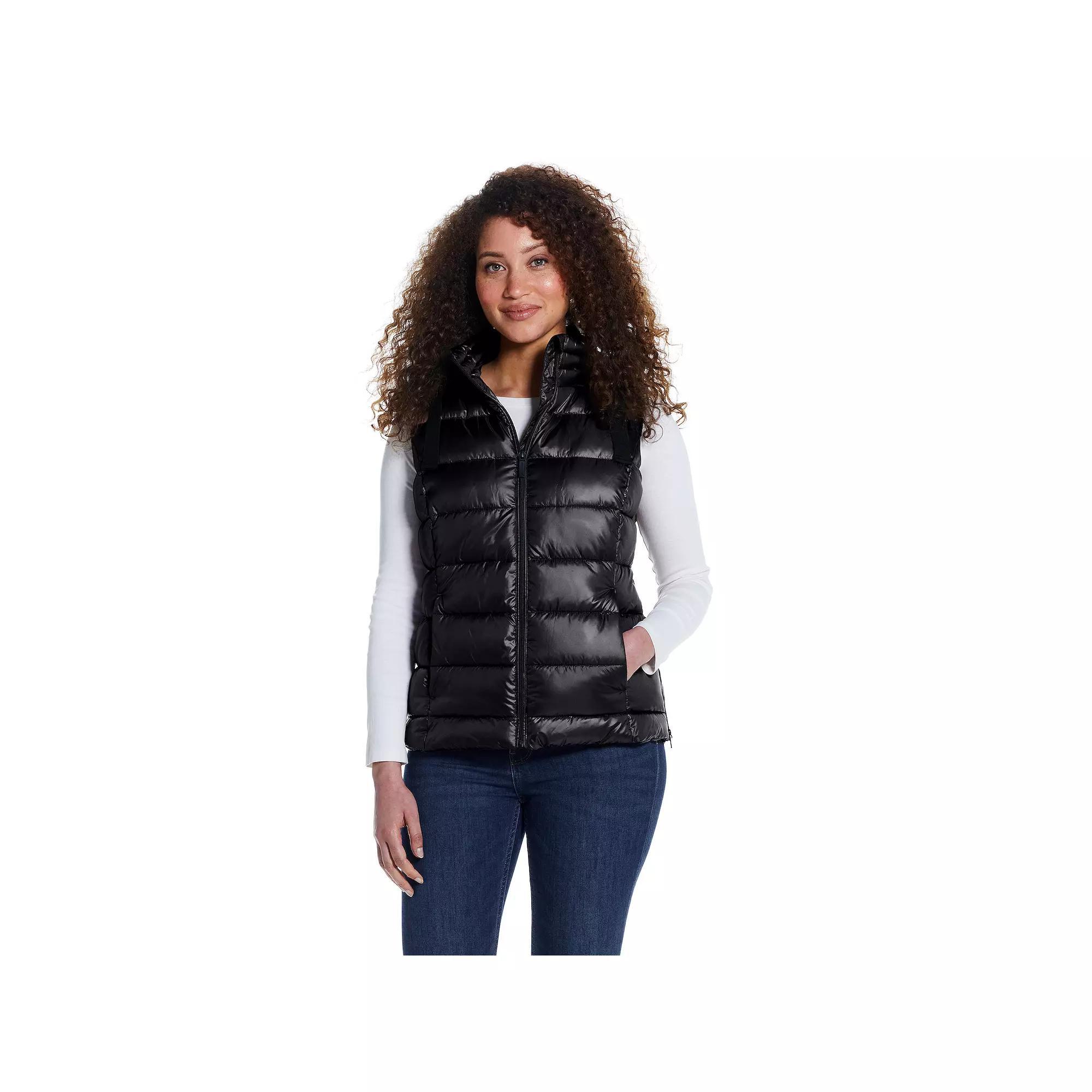 Women's Weathercast Hooded Puffer Vest, Size: XL, Dusty Green Product Image