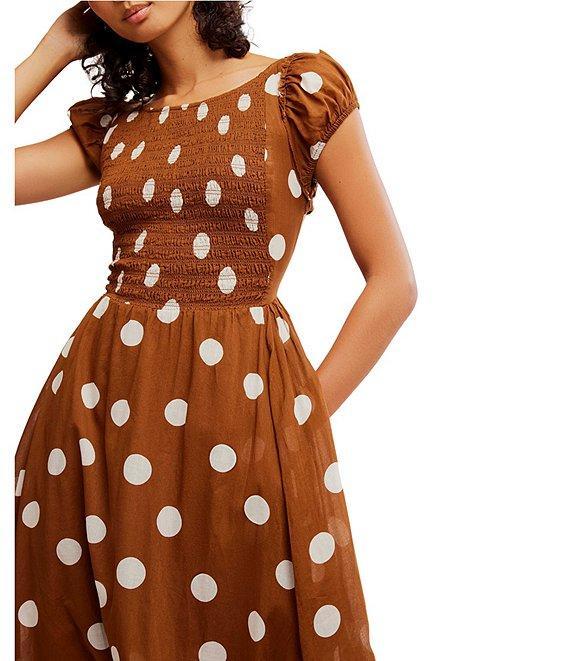 Free People Ultraviolet Polka Dot Print Scoop Neck Short Sleeve Maxi Dress Product Image