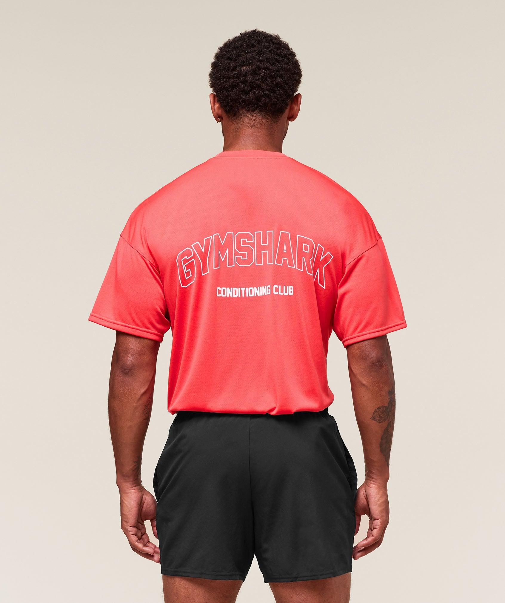 Gymshark Hybrid Athlete T-Shirt - Coral Red Male Product Image
