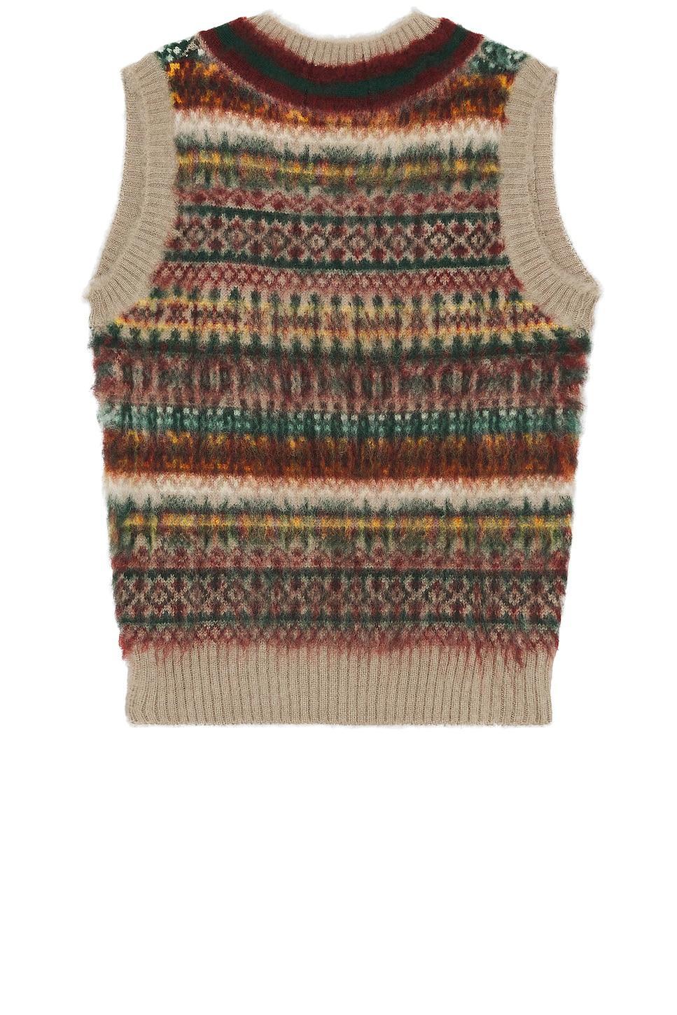 Beams Plus Beams Plus  Gim Cricket Fair Isle Vest British Wool 5g in Brown Product Image