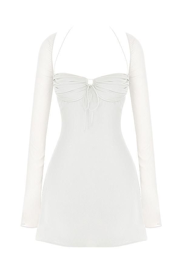 Babydoll  ivory chiffon halter mini dress Product Image