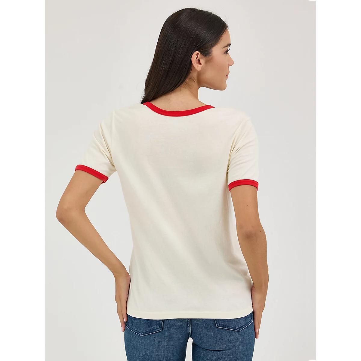 Women's Wrangler Graphic Ringer Tee in Rose Product Image