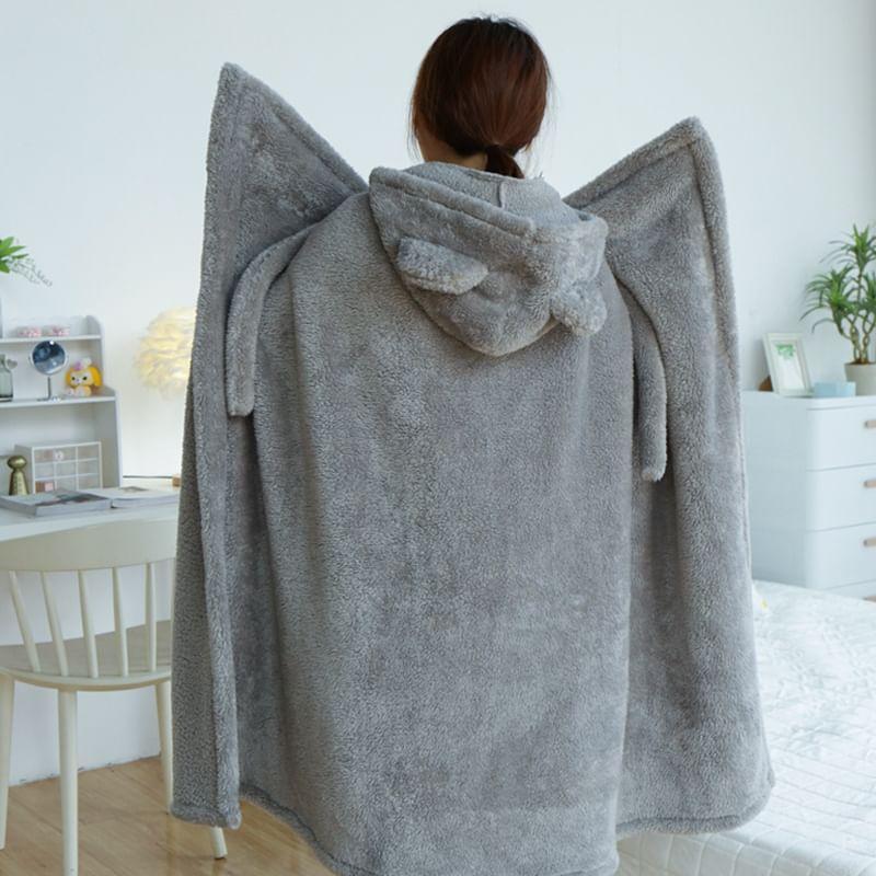 Ear Hooded Plain Fleece Toggle Cape Product Image