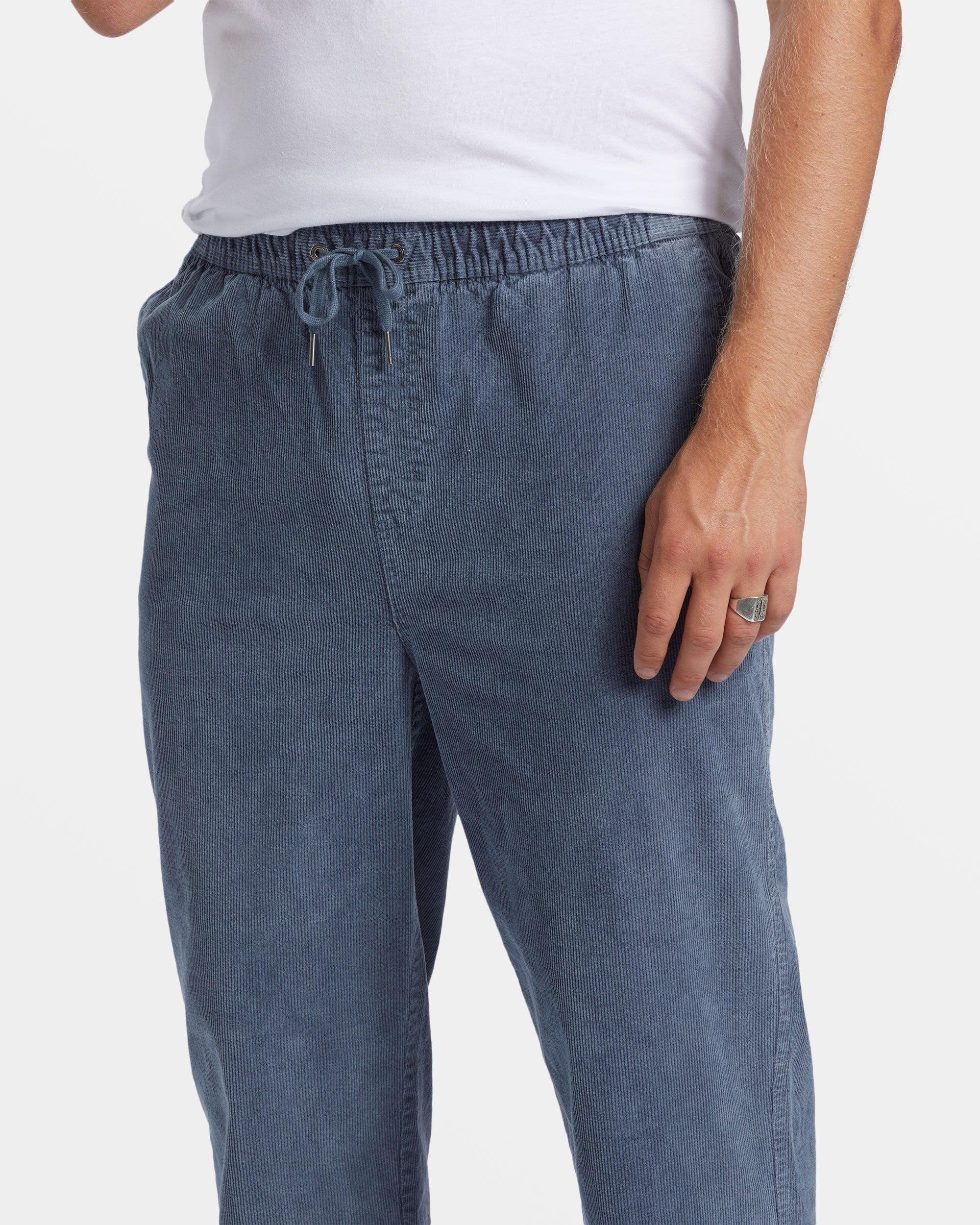 Larry Elastic Waist Corduroy Pants - Slate Blue Male Product Image