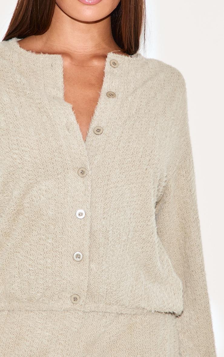 Mushroom Textured Button Up Long Sleeve Cardigan Product Image