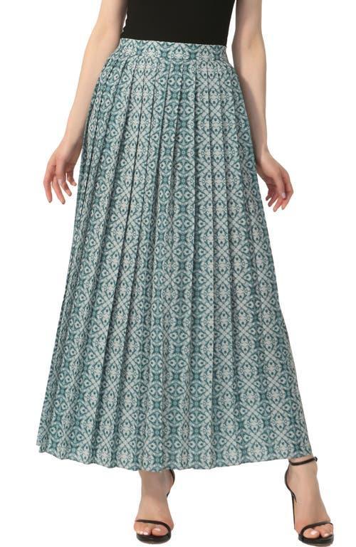 Kimi & Kai Women's Print Box Pleat Maxi Skirt in Purple Pink at Nordstrom, Size X-Large Product Image