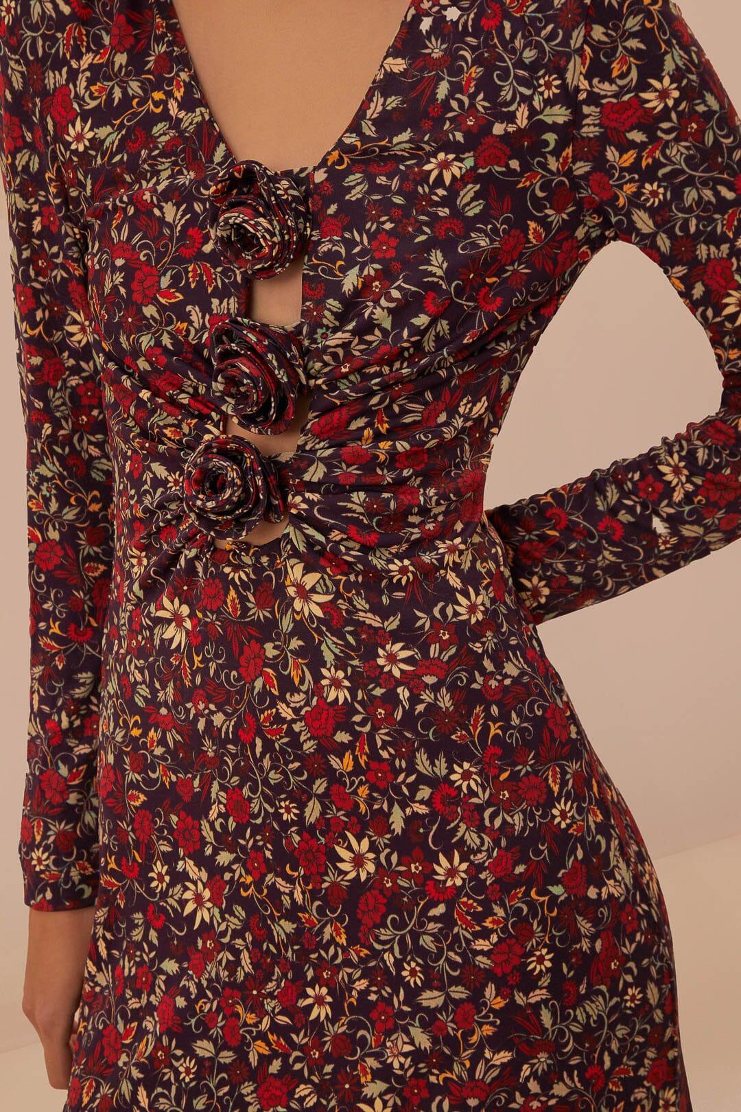 Purple Chelsea Garden Flowers Knot Maxi Dress, CHELSEA GARDEN PURPLE / L Product Image