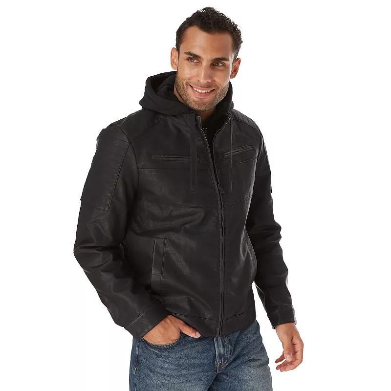 Big & Tall Apt. 9® Faux Leather Moto Jacket, Men's, Size: XXL Tall, Black Product Image