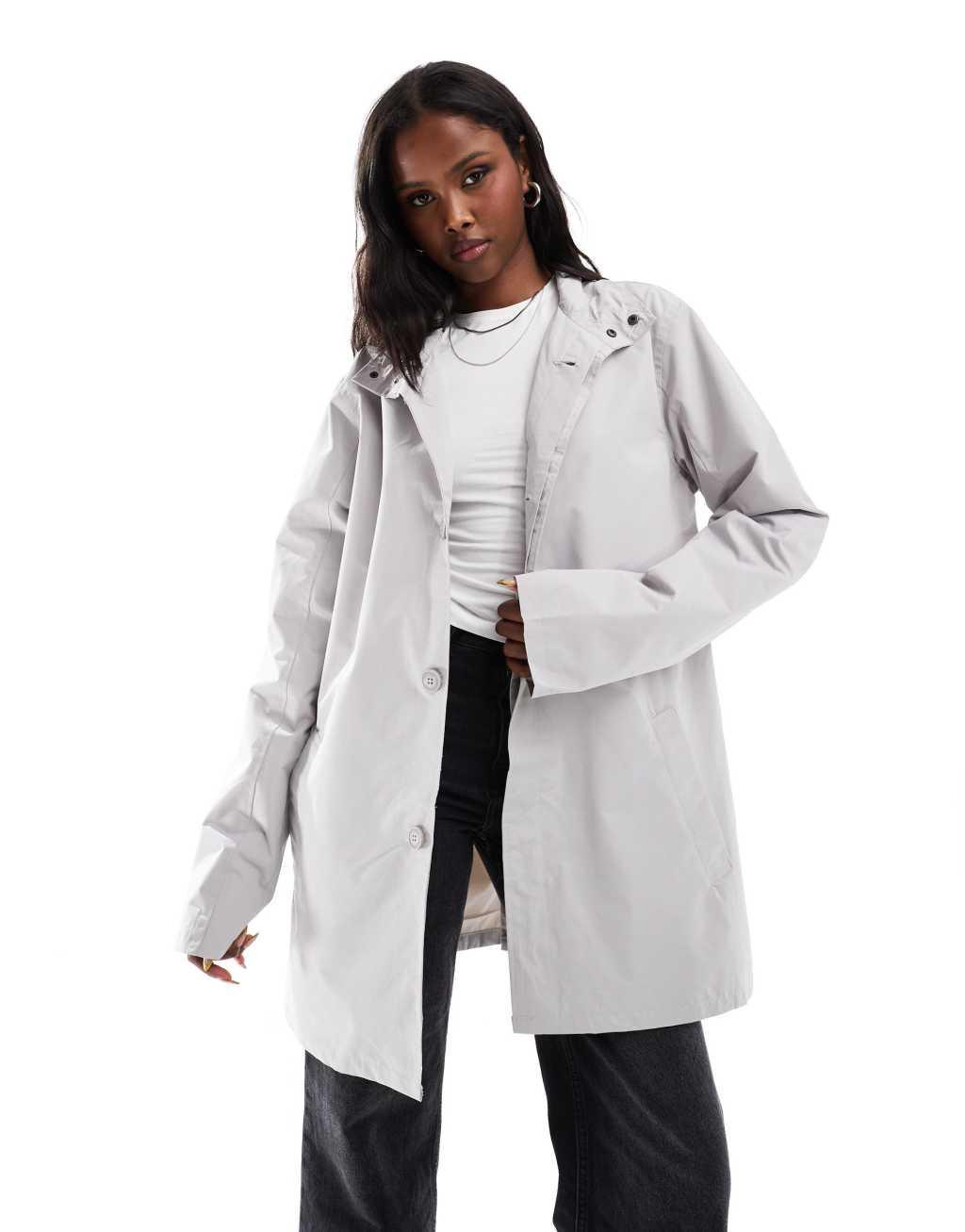 French Connection lined funnel neck trench jacket in light gray Product Image